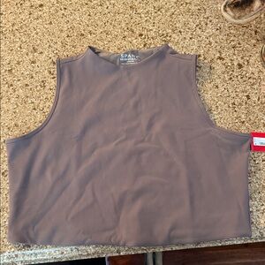 SPANX® CONTOUR RIB MOCK NECK CROP TOP in Smoke NWT size 3X
